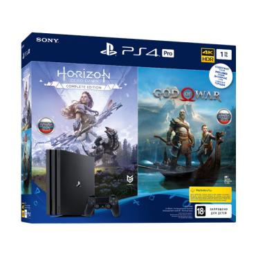 PlayStation 4 Pro (1 ТБ) в комплекте с играми: God of War, Horizon: Zero Dawn