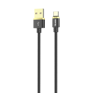 Кабель Olmio Deluxe, USB 2.0 - Type-C, 1м, 2.1A, цвет черный