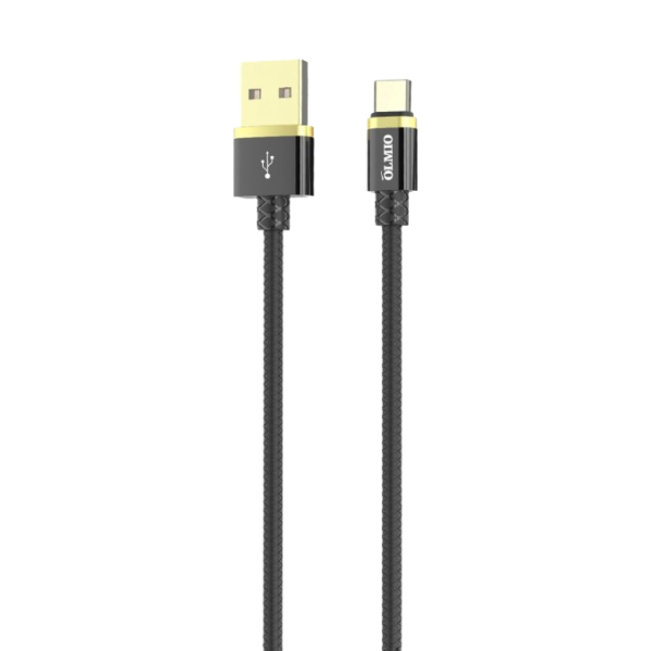 Кабель Olmio Deluxe, USB 2.0 - Type-C, 1м, 2.1A, черный